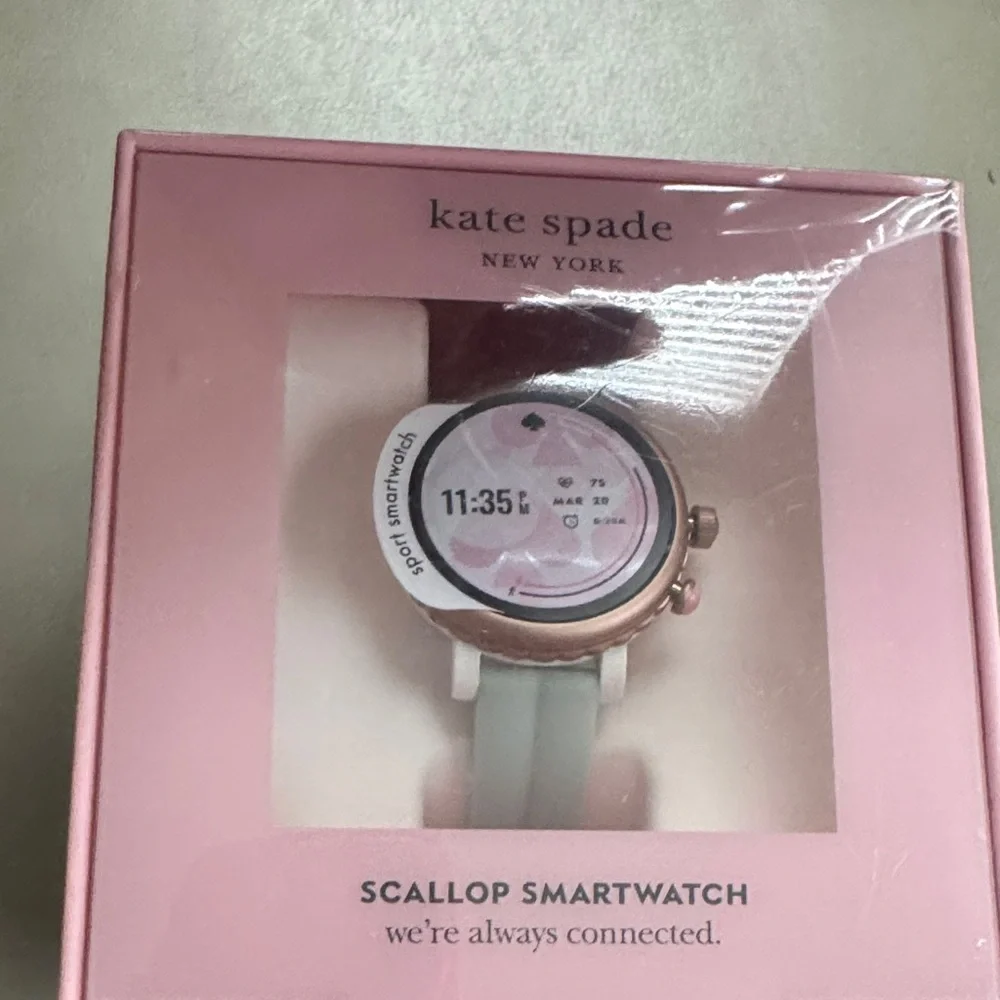kate spade Scallop Smartwatch in Pink and Mint with Rose Gold Case